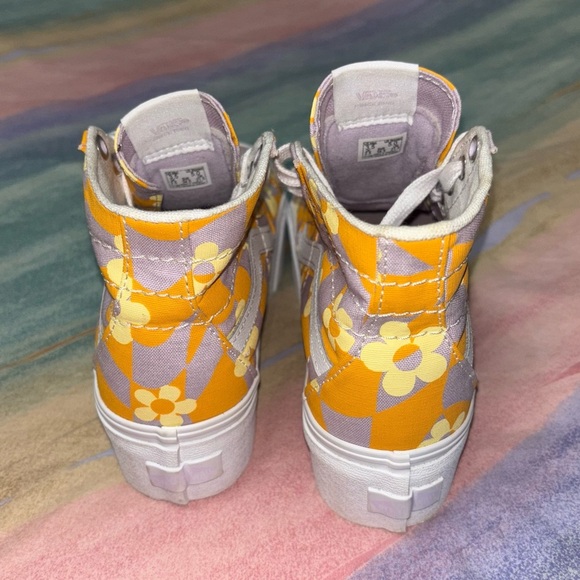 Vans SK8-Hi Tapered Stackform Shoes In Checkerboard Floral Orange size 5 - Picture 4 of 7